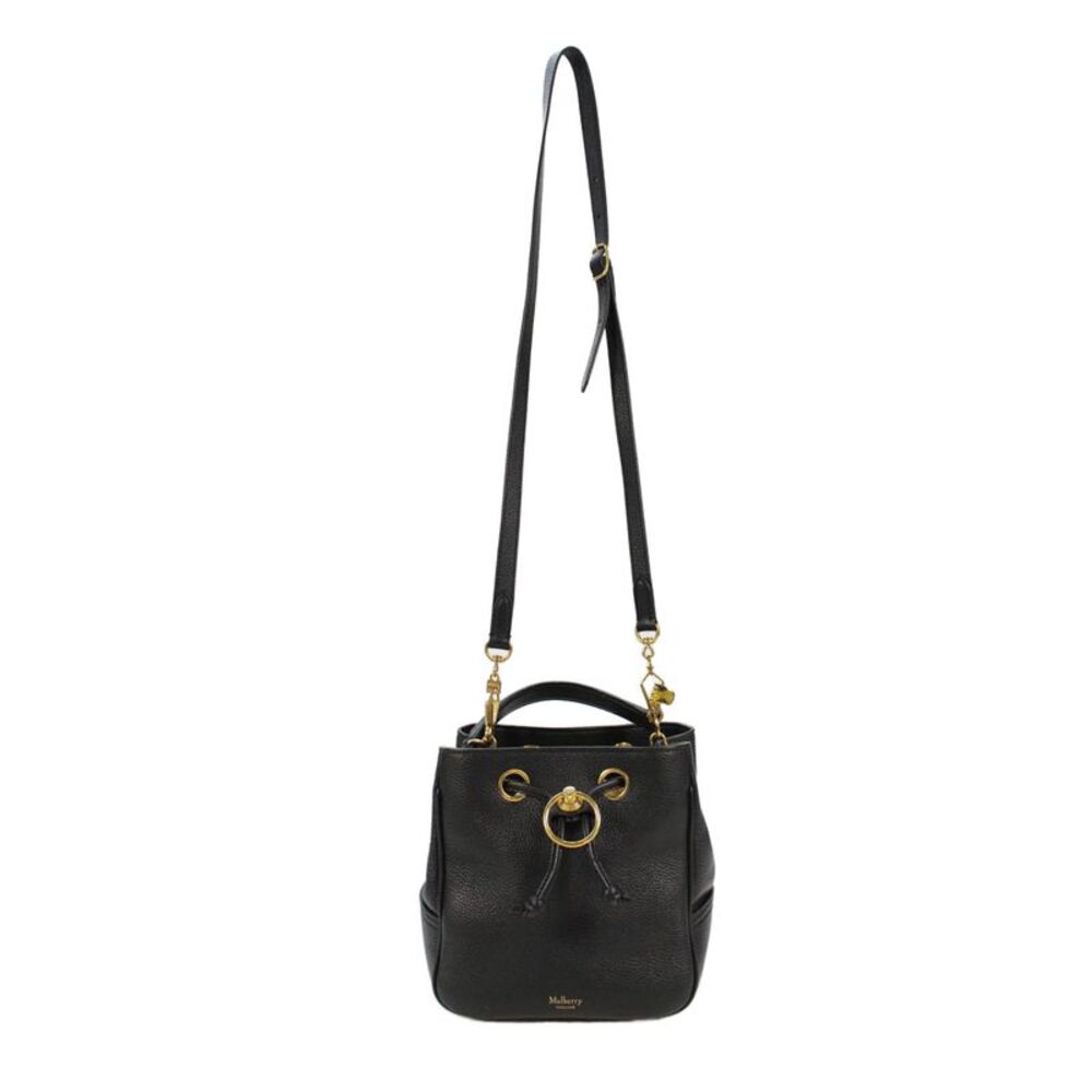 Mulberry Womens Classic Grain Leather Top Handle Small Hampstead Handbag Black - Picture 2 of 7